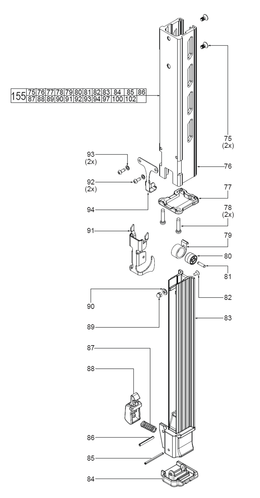 Fig-1 Diagram and Parts List for M72A Milwaukee Nailer