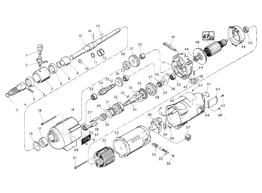 Fig-0 Diagram and Parts List for  Milwaukee Drill
