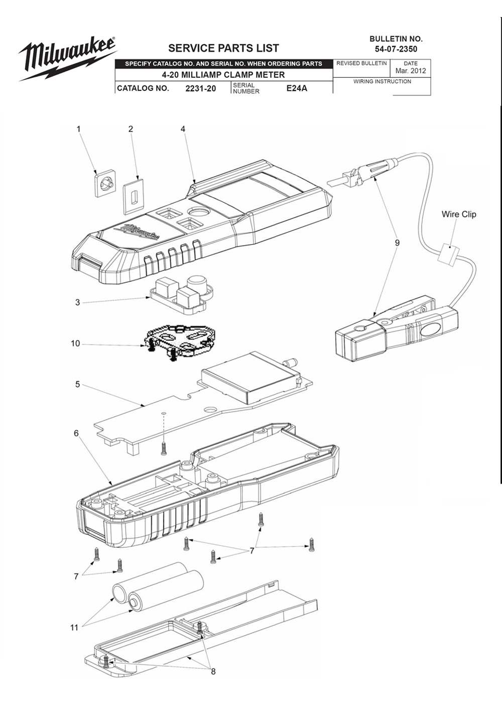 Fig-0 Diagram and Parts List for 2231-20 E24A Milwaukee Miscellaneous