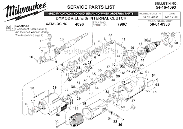 Page AO Diagram and Parts List for SER 798C Milwaukee