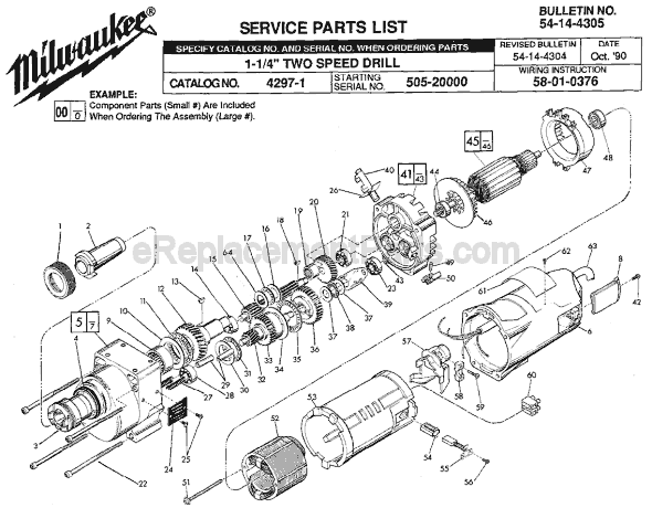 Page A Diagram and Parts List for SER 505-20000 Milwaukee