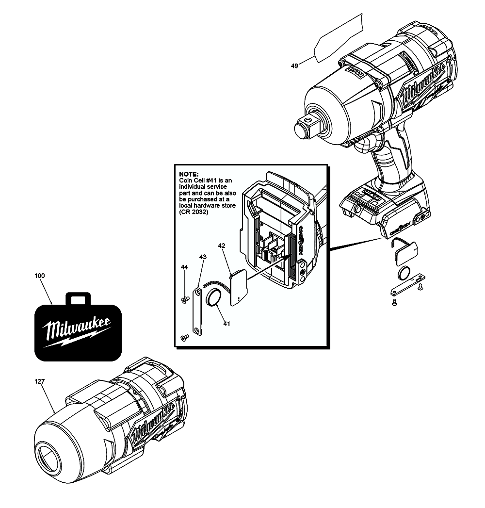 Fig-0 Diagram and Parts List for J39A Milwaukee Impact Driver