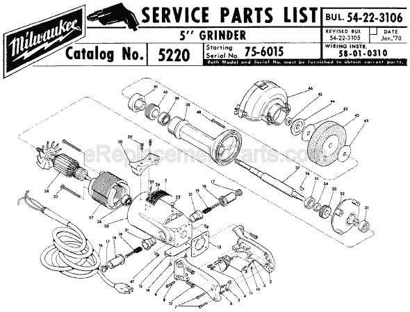 Page A Diagram and Parts List for SER 75-6015 Milwaukee