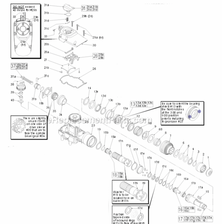 Page B Diagram and Parts List for C84A Milwaukee Demolition Hammer