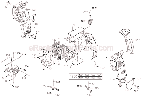 Page B Diagram and Parts List for SER B01A Milwaukee Hammer Drill