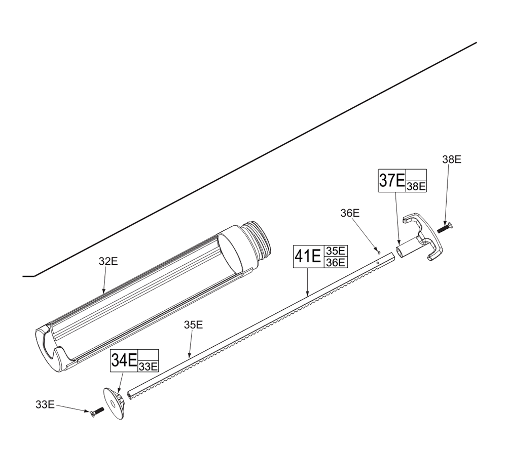 Fig-1 Diagram and Parts List for D15A Milwaukee Caulking Gun