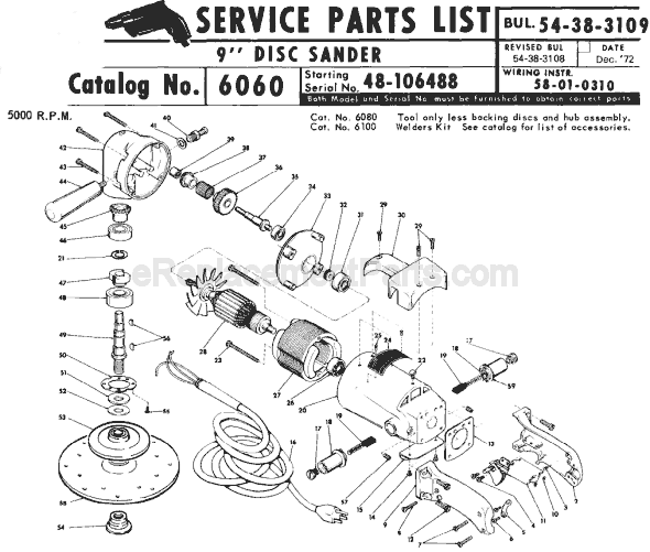 Page A Diagram and Parts List for SER 48-106488 Milwaukee Sander Polisher