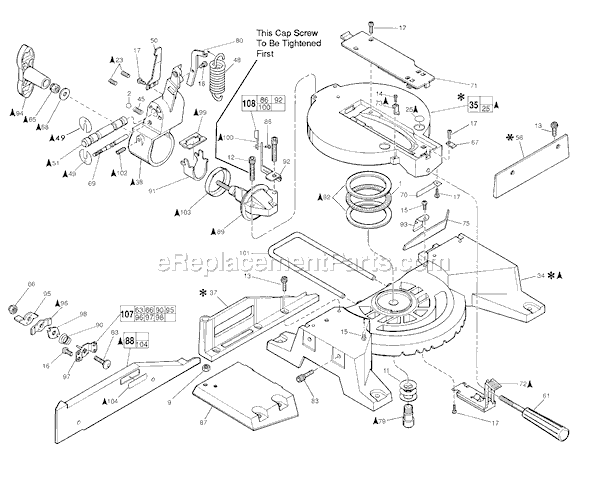 Page B Diagram and Parts List for SER 840A Milwaukee Miter Saw