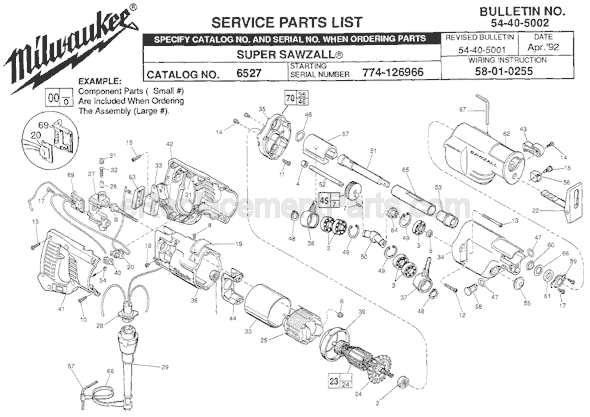 Page A Diagram and Parts List for SER 774-126966 Milwaukee