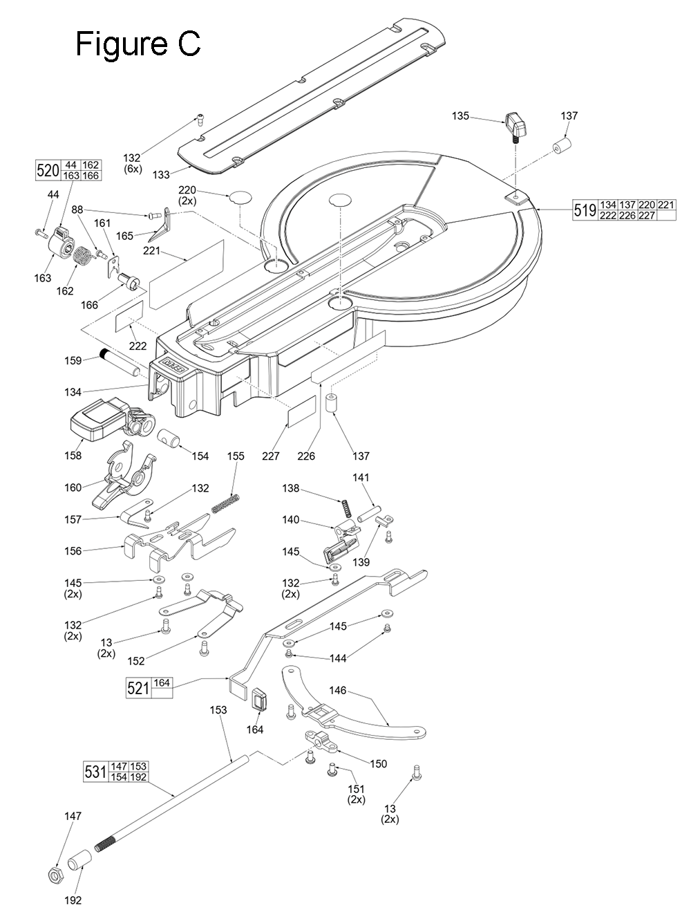 Fig-3 Diagram and Parts List for H17A Milwaukee Miter Saw