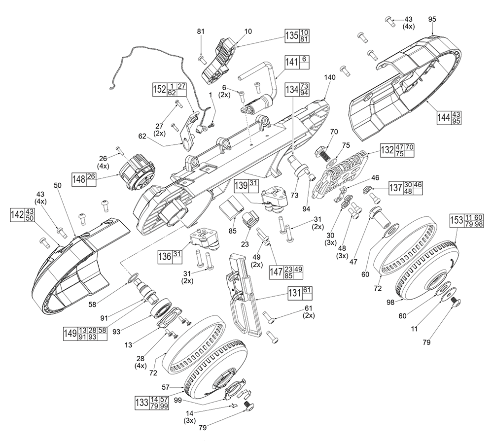 Fig-0 Diagram and Parts List for L17A Milwaukee Band Saw