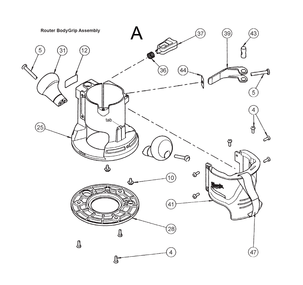 Fig-1 Diagram and Parts List for A19A Milwaukee Router