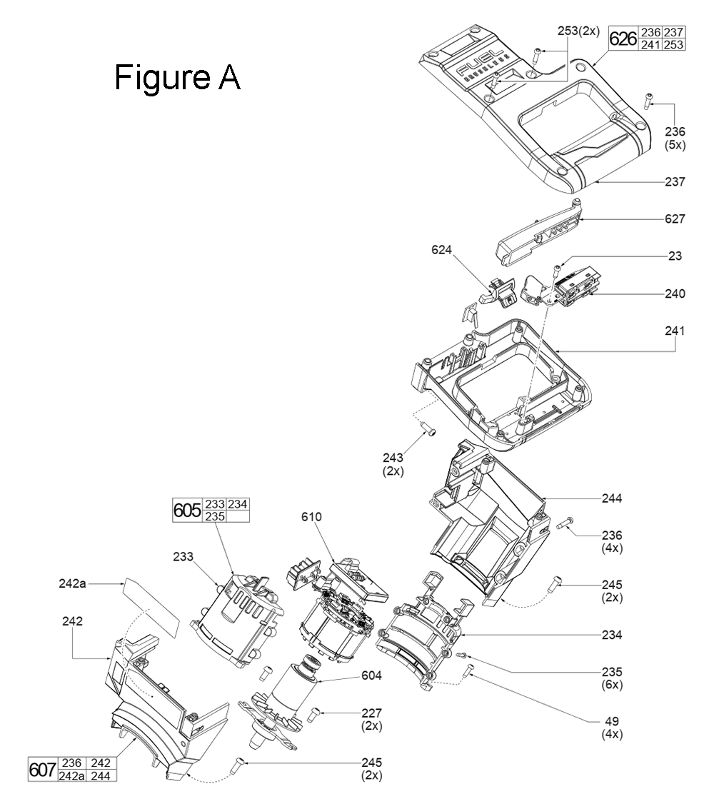 Fig-1 Diagram and Parts List for J04A Milwaukee Miter Saw