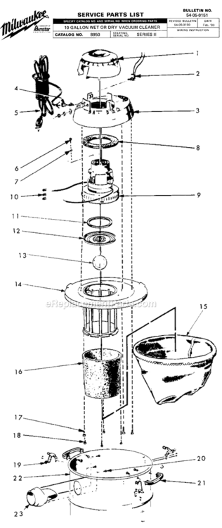 Page A Diagram and Parts List for SERIES 2 Milwaukee Utility Vacuum