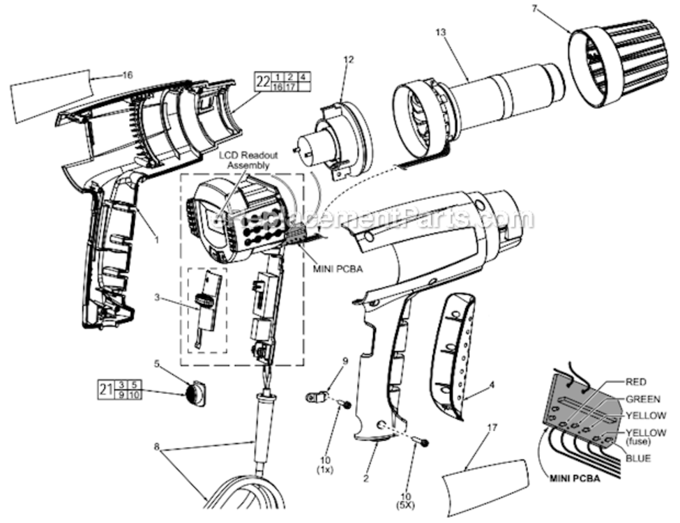 Page A Diagram and Parts List for  Milwaukee Heat Gun