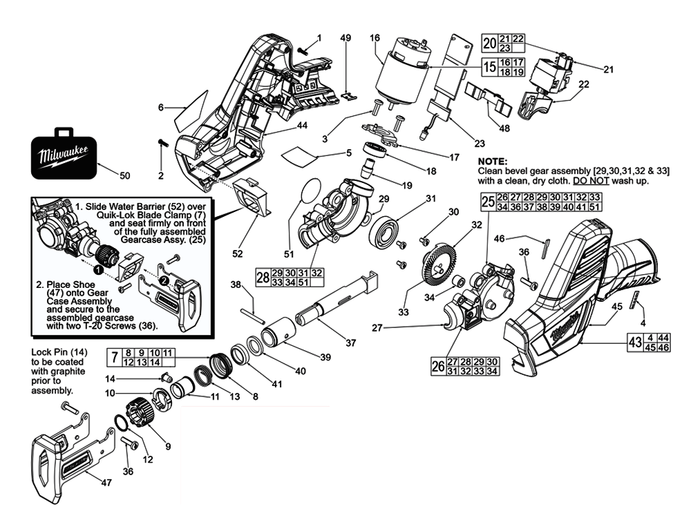 Fig-0 Diagram and Parts List for B56E Milwaukee Reciprocating Saw
