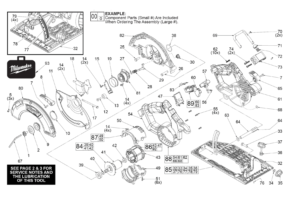 Fig-0 Diagram and Parts List for F95A Milwaukee Saw