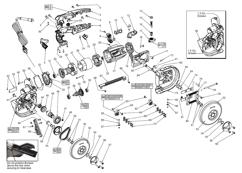 Fig-0 Diagram and Parts List for  Milwaukee Saw