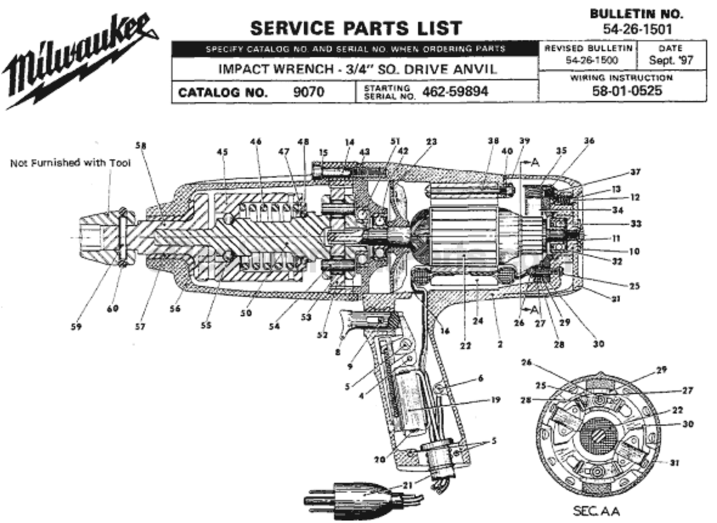 Page A Diagram and Parts List for SER 462-59894 Milwaukee