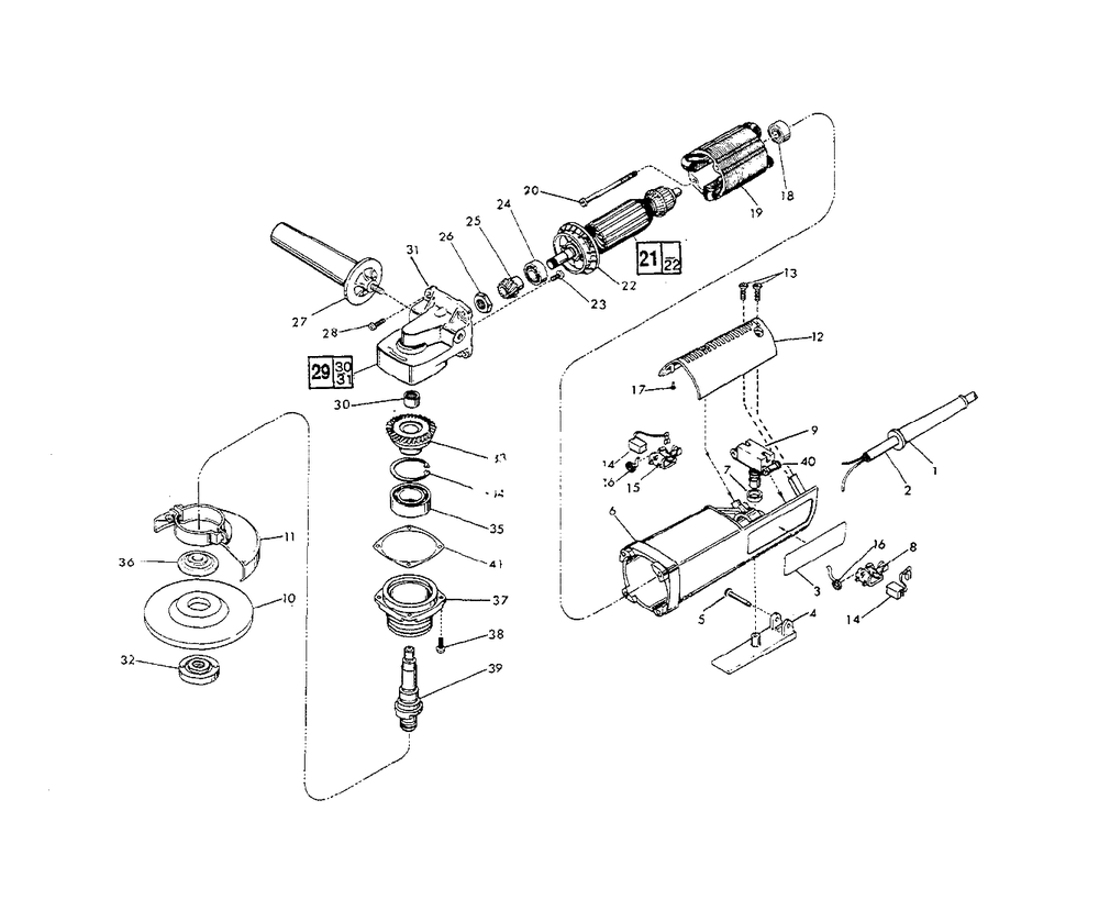 5-Inch D.I. Sander-Grinder Diagram and Parts List for 763-1001 Milwaukee Sander Grinder