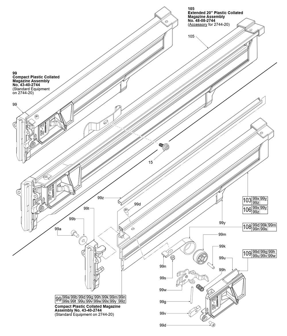 Fig-1 Diagram and Parts List for K82A Milwaukee Nailer