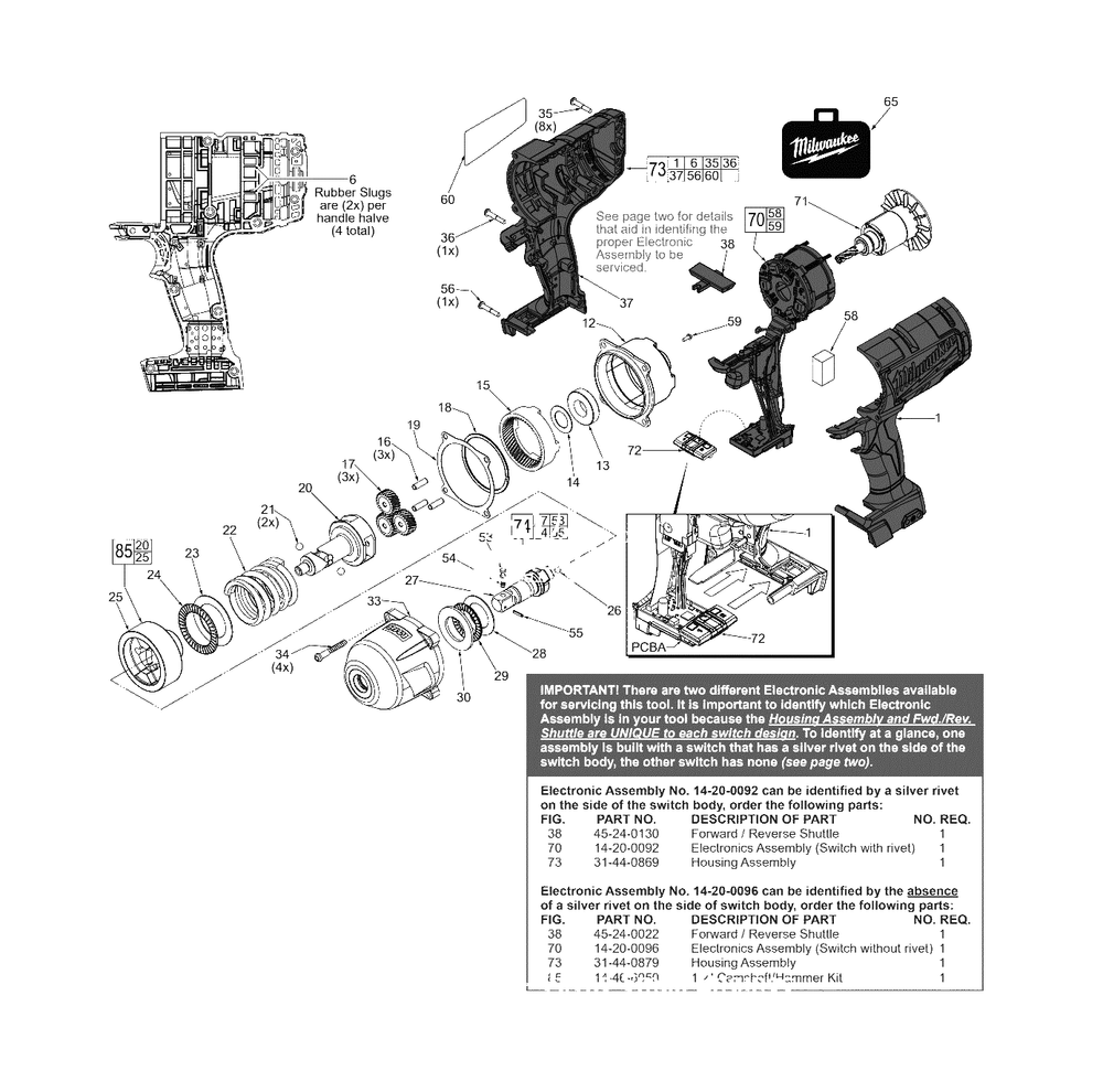 Page 1 Diagram and Parts List for F41D Milwaukee Wrench