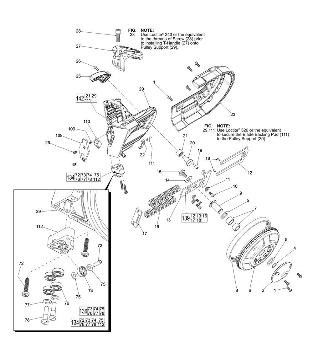 Fig-1 Diagram and Parts List for F83A Milwaukee Band Saw