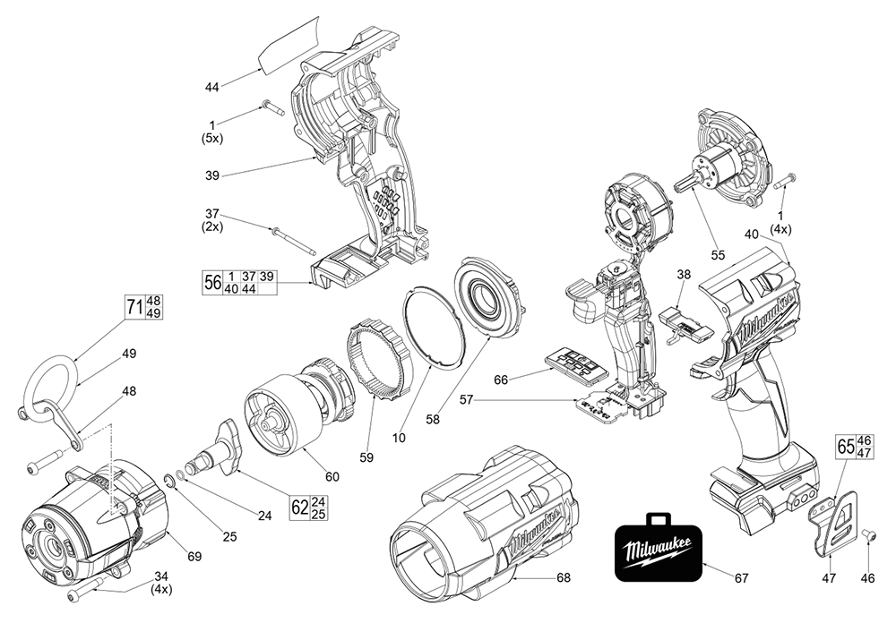 Fig-0 Diagram and Parts List for L78A Milwaukee Impact Driver