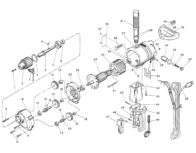 Fig-0 Diagram and Parts List for  Milwaukee Electric Drill