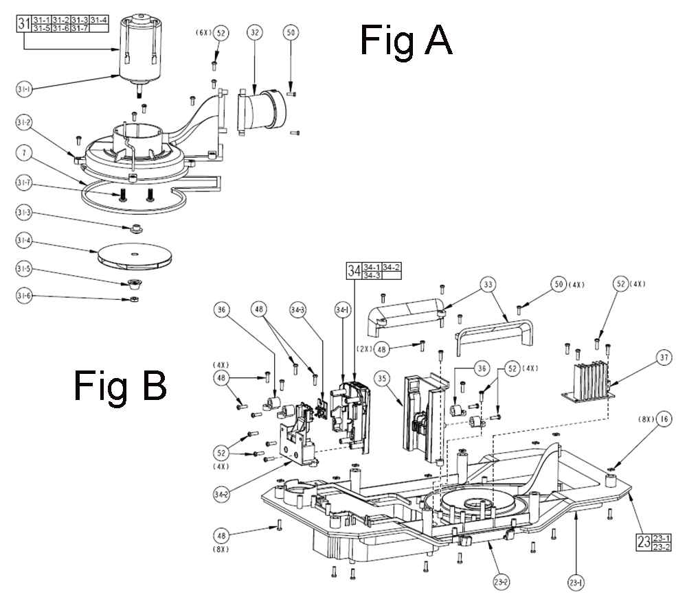 Fig-1 Diagram and Parts List for B34B Milwaukee Utility Vacuum
