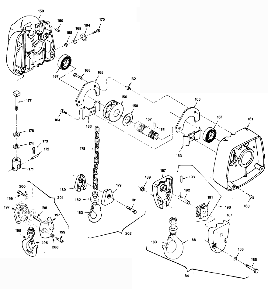 Fig-4 Diagram and Parts List for  Milwaukee Hoist & Winch