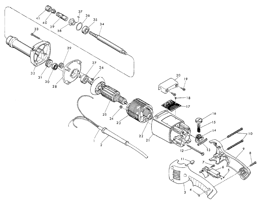 Fig-0 Diagram and Parts List for  Milwaukee Angle Grinder