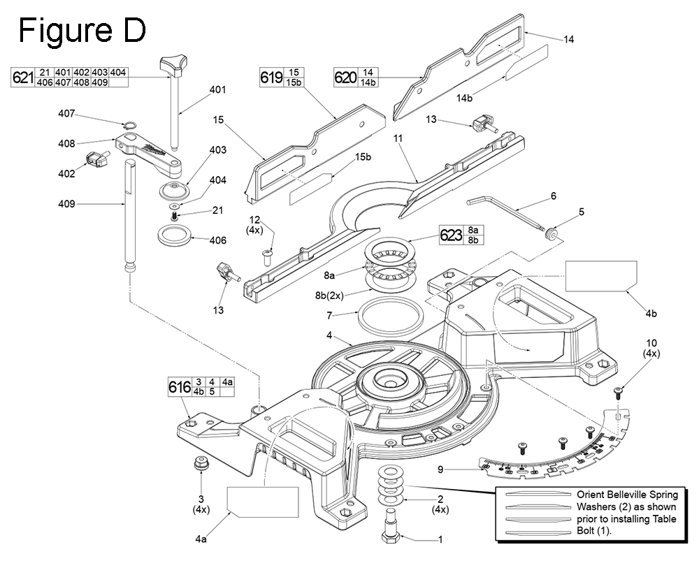 Fig-4 Diagram and Parts List for J04A Milwaukee Miter Saw