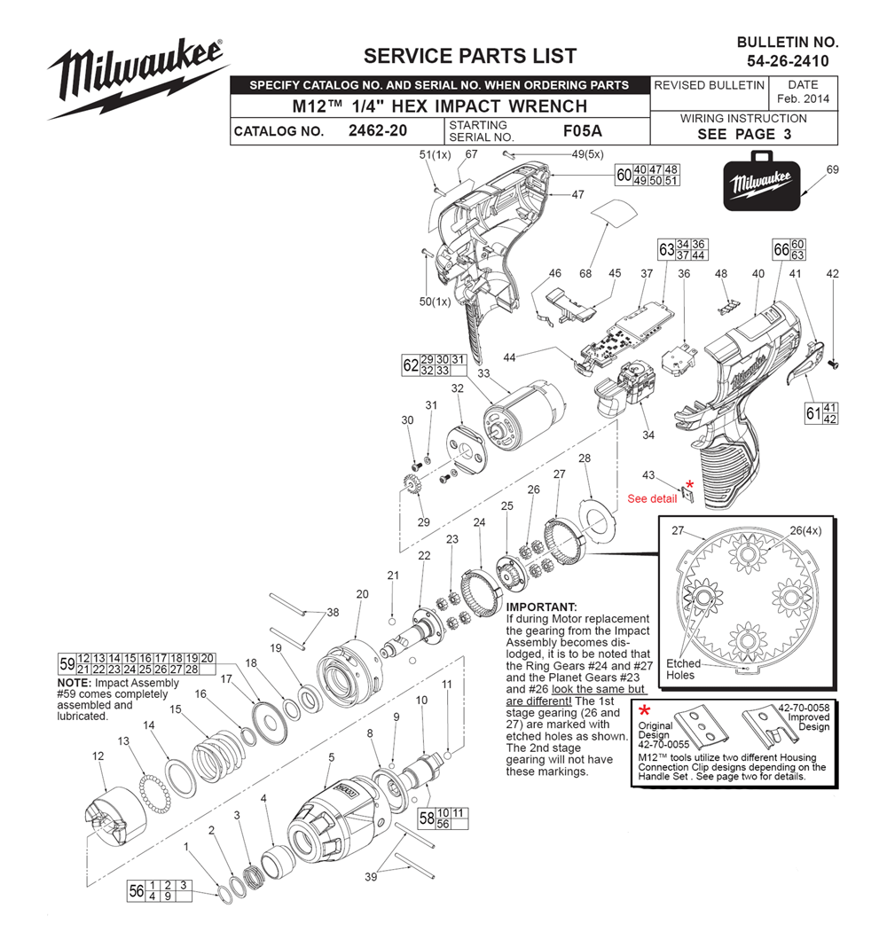 Fig-0 Diagram and Parts List for F05A Milwaukee Impact Driver