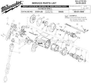 Page A Diagram and Parts List for SER 064A Milwaukee