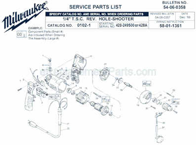 Part Location Diagram of 22-16-0275 Milwaukee Carbon Brush