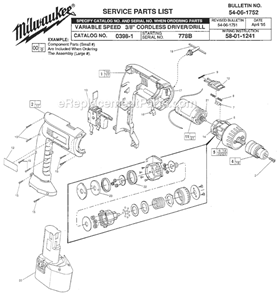 Page A Diagram and Parts List for SER 778B Milwaukee