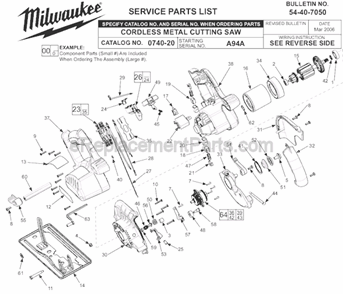 Part Location Diagram of 06-57-1100 Milwaukee Lock Nut