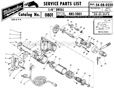 Part Location Diagram of 23-52-0160 Milwaukee Brush Spring