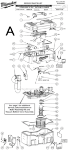 Page A Diagram and Parts List for SER B34A Milwaukee Utility Vacuum