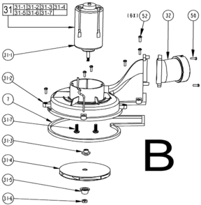Page B Diagram and Parts List for SER B34A Milwaukee Utility Vacuum