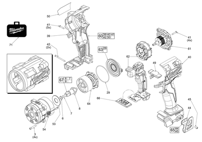 Fig-0 Diagram and Parts List for L57A Milwaukee Impact Driver