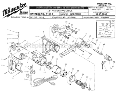 Part Location Diagram of 23-66-1125 Milwaukee Switch