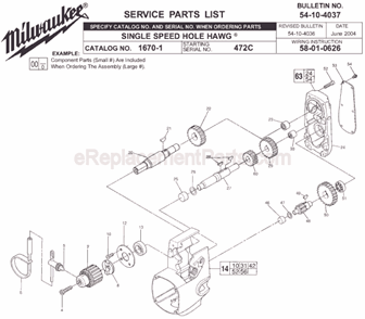 Part Location Diagram of 48-66-1481 Milwaukee Chuck
