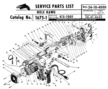 Page A Diagram and Parts List for SER 413-1001 Milwaukee Electric Drill