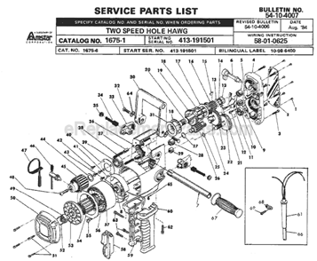 Page A Diagram and Parts List for SER 413-191501 Milwaukee Electric Drill