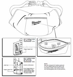 Part Location Diagram of 43-72-1000 Milwaukee Battery Holder