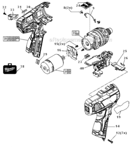 Page A Diagram and Parts List for  Milwaukee Cordless Drill