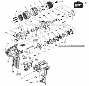 Page A Diagram and Parts List for  Milwaukee Cordless Drill