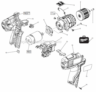 Page A Diagram and Parts List for  Milwaukee Cordless Drill